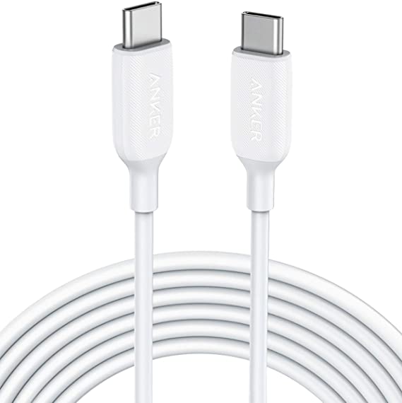 USB C Cable 60W, Anker Powerline III USB-C to USB-C Cable 2.0, USB C Charger Cable for MacBook Pro 2020, iPad Pro 2020, Switch, Galaxy S20 Plus S9 S8 Plus, Pixel, and More (10ft, White)