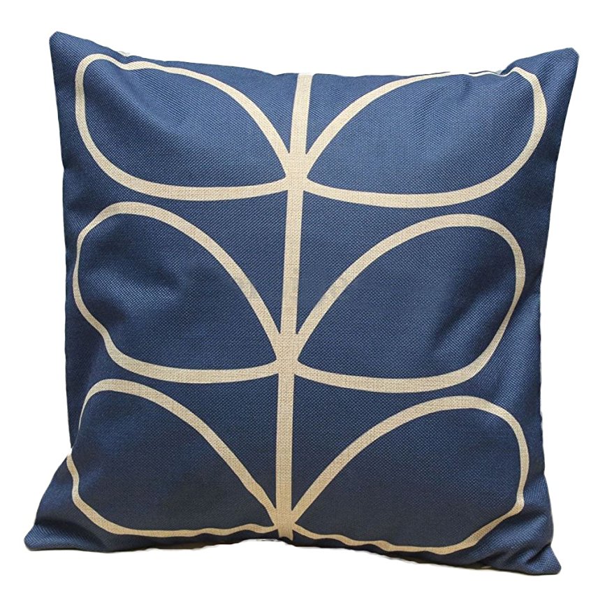 Bluelans® Retro Vintage Cotton Linen Home Square Pillow Decor Throw Pillow Case Sofa Cushion Cover Geometry Leaf (Blue)