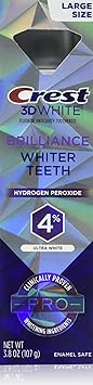 Crest 3D White Brilliance Pro Ultra White Teeth Whitening Toothpaste, 3.8 oz, Anticavity Fluoride Toothpaste, 4% Hydrogen Peroxide, Active Whitening Protection