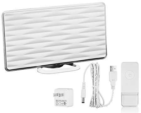 ViewTV VT-826DJ 50 Mile Range All-In-One Indoor HD Amplified Digital TV Antenna with Built-In Wireless Doorbell Receiver - White