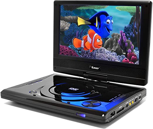 9" Portable Region Free DVD Player by OREI - Multi Zone 1, 2, 3, 4, 5, 6 Travel Video Player - 4 Hour Battery, USB Input, Car Charger - USB Input Divx Playback - Remote Control