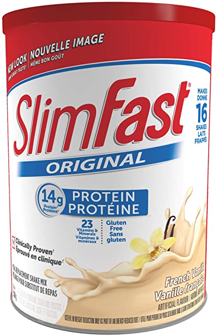 SlimFast – Original Meal Replacement or Weight Loss Shake Mix Powder - 14g of Protein – 23 Vitamins and Minerals – Great Taste - 530g - French Vanilla Flavour