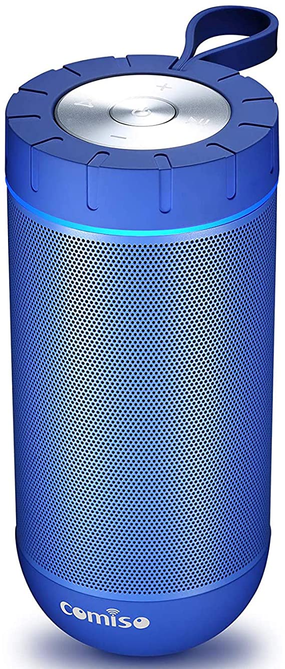 COMISO Bluetooth Speaker Waterproof IPX7 (Upgrade), 25W Wireless Portable Speaker 5.0 with Loud Stereo Sound, 360 Surround Sound, 24 Hours Playtime, 100ft Bluetooth Range Outdoor Speaker (Blue)