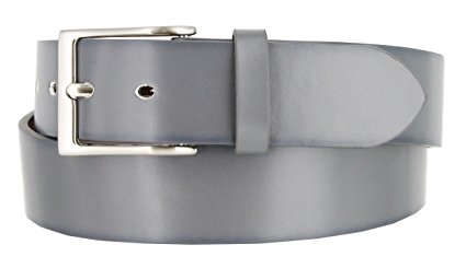 Men's Genuine Casual Dress Leather Belt 1-1/2" = 38mm wide with Nickel Plated Buckle