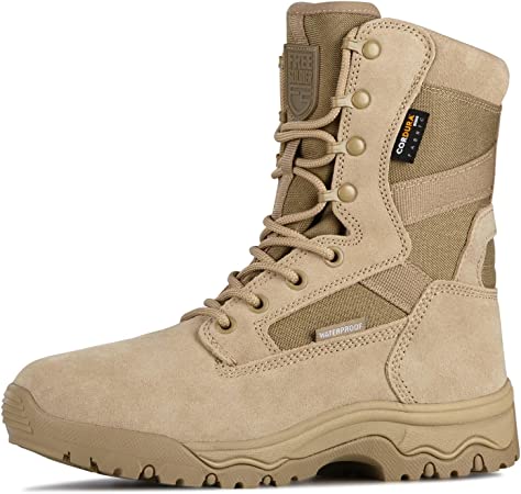 FREE SOLDIER Men's Tactical Boots 8 Inches Lightweight Combat Boots Durable Suede Leather Military Work Boots Desert Boots