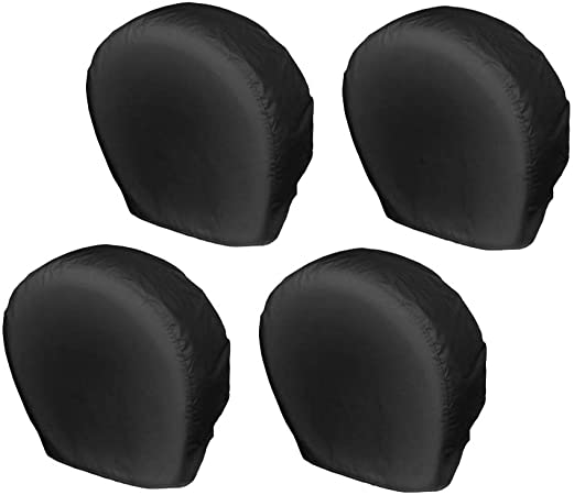 Explore Land Tire Covers 4 Pack - Tough Tire Wheel Protector For Truck, SUV, Trailer, Camper, RV - Universal Fits Tire Diameters 32-34.75 inches, Black