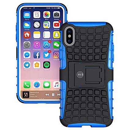 Blue iPhone X Case: Protector - iPhone X Case Blue Silk with Kickstand - Slim Lightweight Cell Phone Case & Max Protection - The Clear Choice for Dual Layer Protection (Blue)