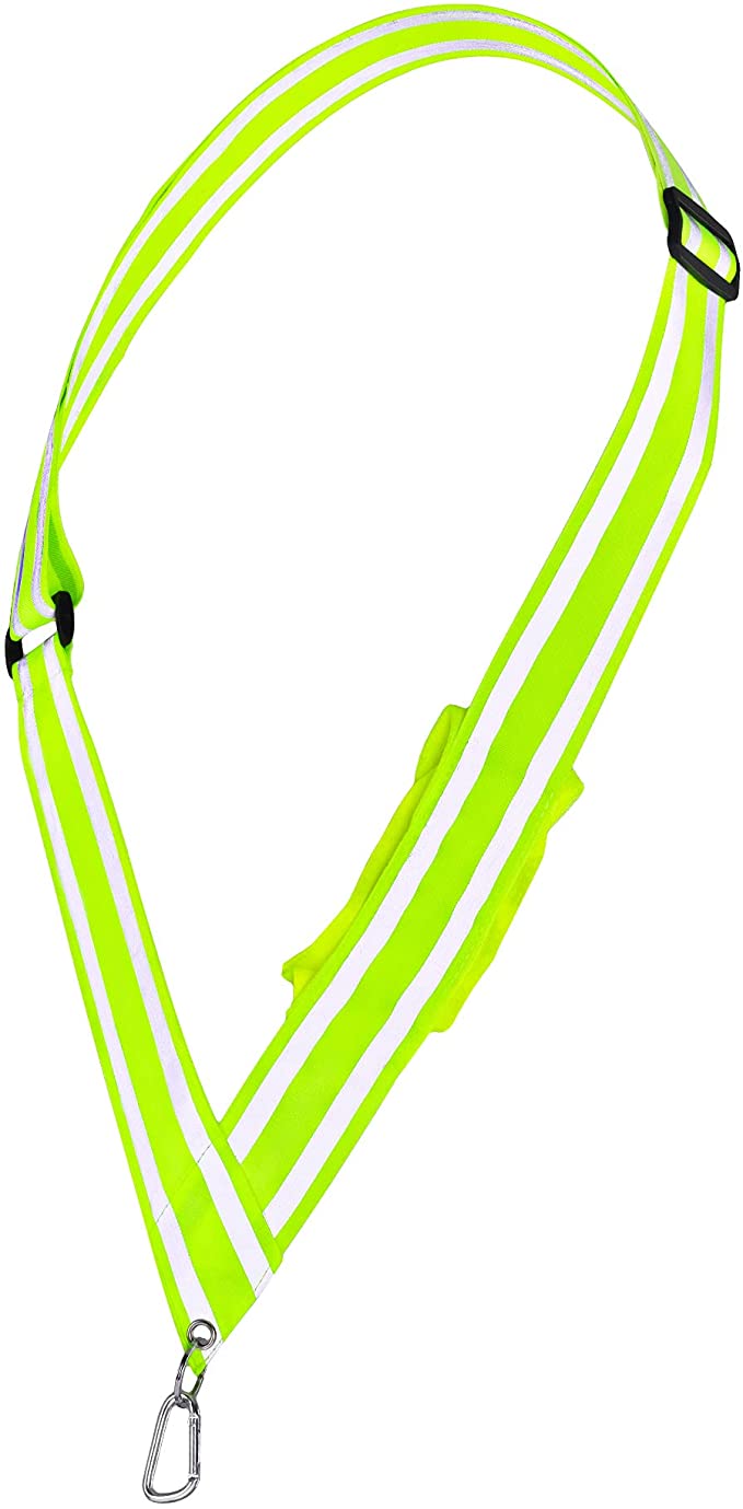 Navaris Reflective Sash - for Walking at Night, Cycling, Running - Safety Reflector Gear with Pocket and Carabiner Clip for Men and Women - Yellow