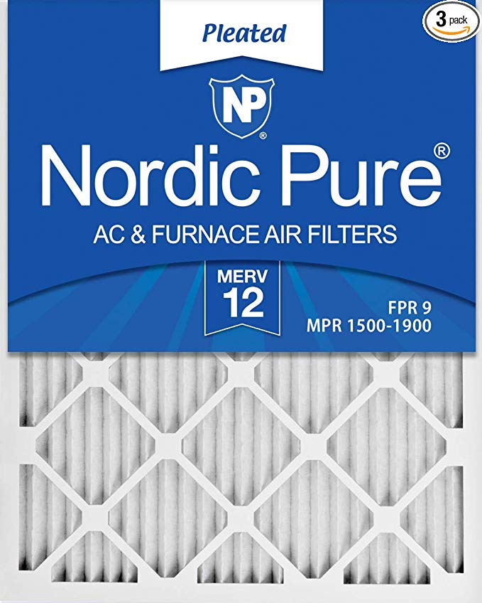 Nordic Pure 16x25x1 MERV 12 Pleated AC Furnace Air Filters 3 Pack