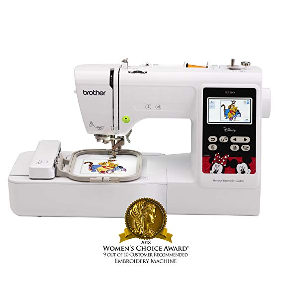 Brother Embroidery Machine, PE550D, 125 Built-In Designs, 45 Disney Designs, Large Color Touch LCD Display, Automatic Needle Threader, 25-Year Limited Warranty