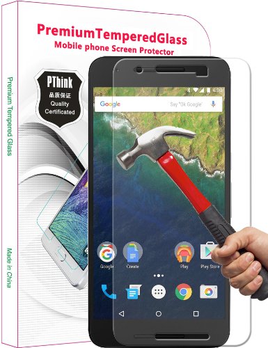 Pthink Fingerprint resistant 9H Hardness Tempered Glass Screen Protector for Google Nexus 6P