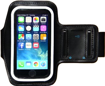 iPhone 6 6S Armband - Running and Exercise Sportband 47-inch with Key Holder and Reflective Band Black