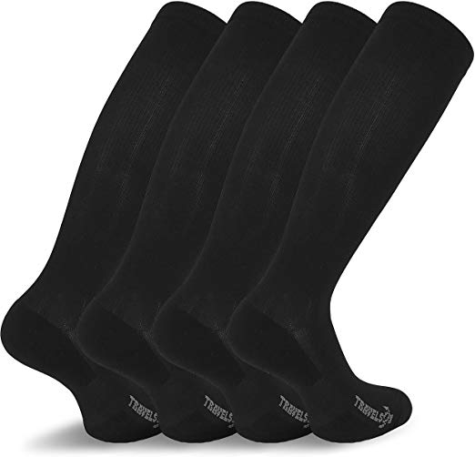 Travelsox Graduated Compression Travel Socks, 2-Pair Pack Fitted Black