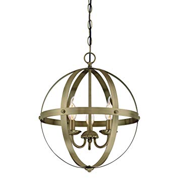 Westinghouse  6353700 Stella Mira Three-Light Indoor Chandelier, Antique Brass Finish