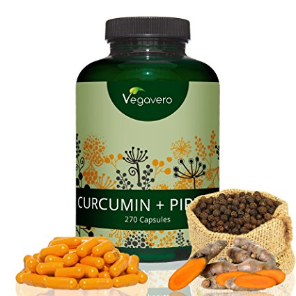 Turmeric Curcumin + Piperine Black Pepper Extract | 95% Curcuminoids | Powerful Antioxidant and Anti-inflammatory | Sourced from Sri Lanka | Vegan & Vegetarian by Vegavero (270 Capsules)