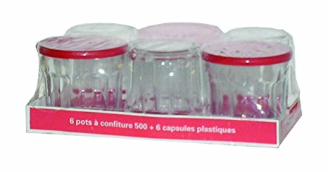 Arc International Luminarc Working Glass, 16 3/4-Ounce with Red Lids, Set of 6