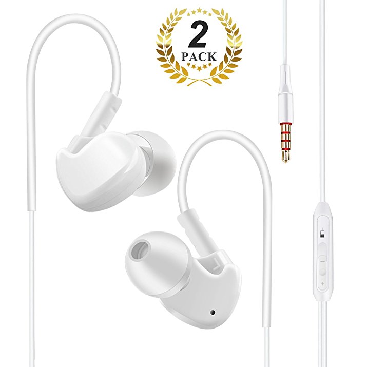 【2 Pack】All Cart Wired Earphones Sports Earbuds With Mic & Volume Control Stereo Headphones Sport Sweatproof Workout Earphones