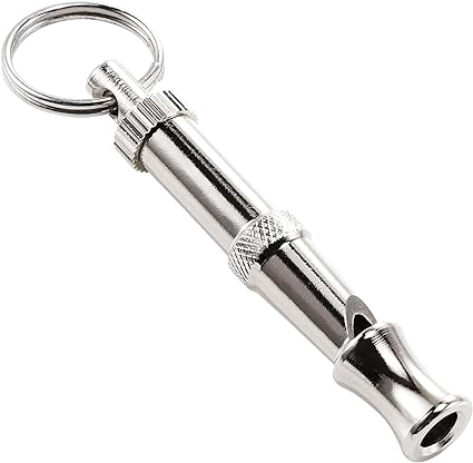 uxcell 1PC Dog Whistle to Stop Barking, Adjustable Sound Pitch Dog Whistle with Keychain, Professional Recall Pet Puppy Cat Dog Training Whistle for Bad Behavior, Silver Tone