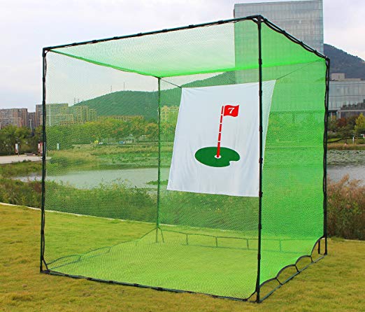 Galileo Golf Net Hitting Cage Practice Driving Net Indoor&Outdoor High Impact Double Back Stop with Target Training Aids Automatic Ball Return Net for Backyard