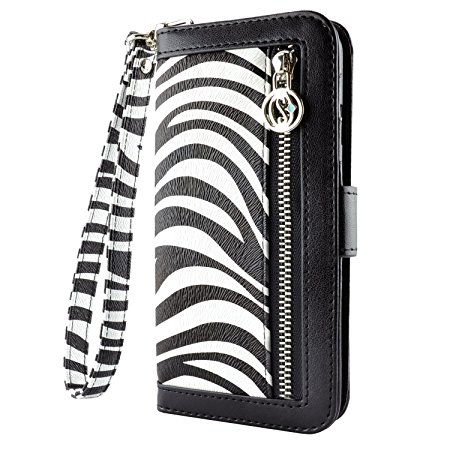caseen Zebra Striped iPhone 6 / 6S Wallet Case (Black/White) - Ferina Series
