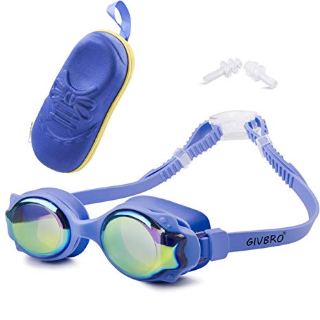 GIVBRO Swimming Goggles-Kids Goggles with Anti-Fog, Waterproof, UV Protection， No Leaking Swim Goggles