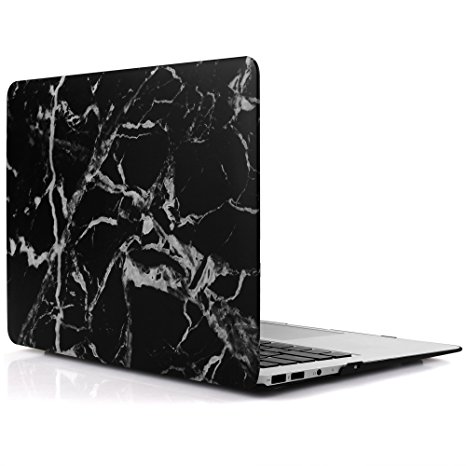 iDOO Matte Rubber Coated Soft Touch Plastic Hard Case for MacBook Air 11 inch Model A1465 and A1370 Black Marble