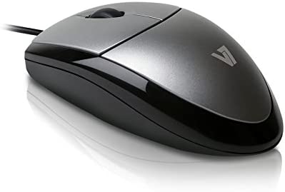 V7 MV3000010-5NC 3BTN USB Wired Optical Mouse,Silver / Black