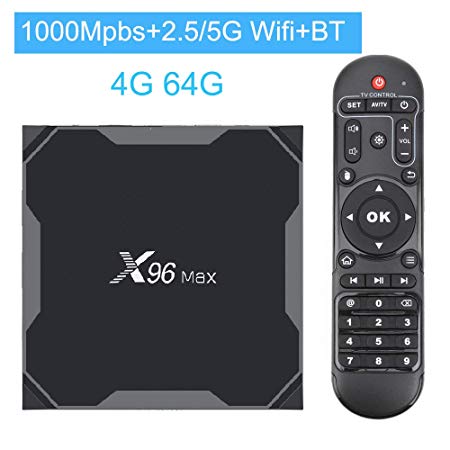 TV Box Android 8.1,Smart TV Box 4 64GB Amlogic S905X2 Media Box,Support 4K/3D/BT4.0/2.4G 5G Dual WiFi HDMI 3.0 1000M Smart Media Player with Remote