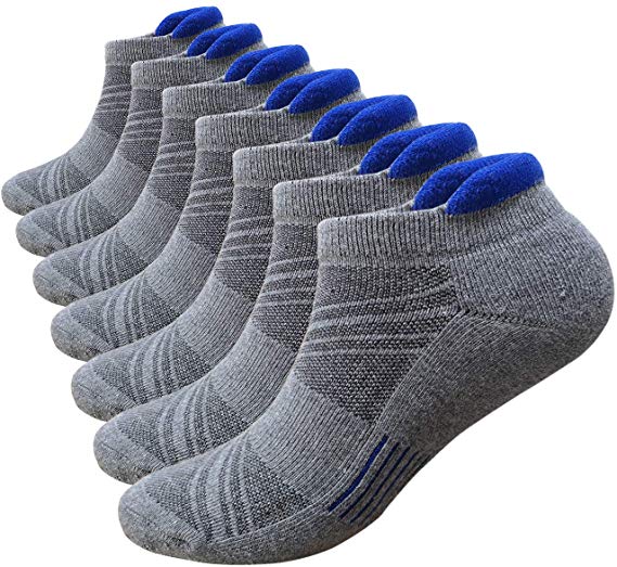 Men's Low Cut Running Sock Cotton 3/7 Pack Performance Comfort No Show Athletic Cushion Socks Tab L and XXL