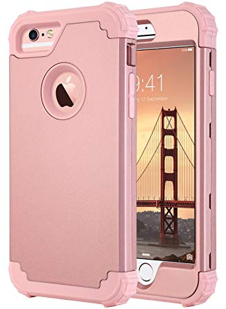 iPhone 6S Case, iPhone 6 Case, ULAK Heavy Duty Protection iPhone 6/6S Case Hybrid Soft Silicone & Hard PC Rugged Bumper Shockproof Anti Slip Full-Body Protective Cover, Rose Gold