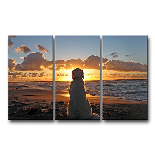 3 Piece Wall Art Painting Dog Watch In Sunset Pictures Prints On Canvas Animal The Picture Decor Oil For Home Modern Decoration Print