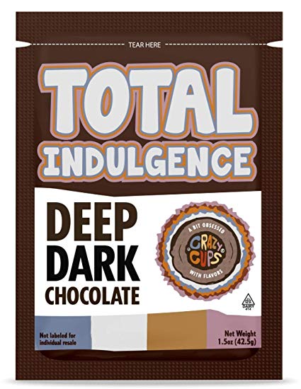 Crazy Cups Total Indulgence Hot Cocoa Powder Mix, 15 Single-Serve Packets - Instant, Deep Dark Chocolate - Kid Approved