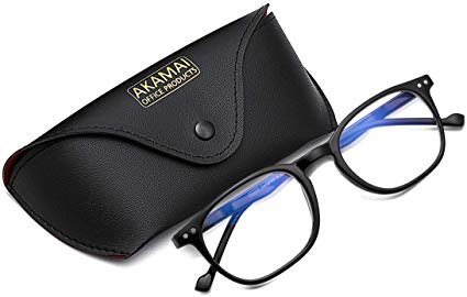 Akamai Blue Light Blocking Glasses - Mens & Womens Computer Screen Bluelight Protection - Anti UV Glare - Buxton Model ( 0.0, Black)
