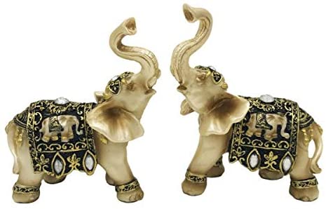 Hampstead Collection 4" Handcraft and Hand Painted Elephant Figurine Set of 2