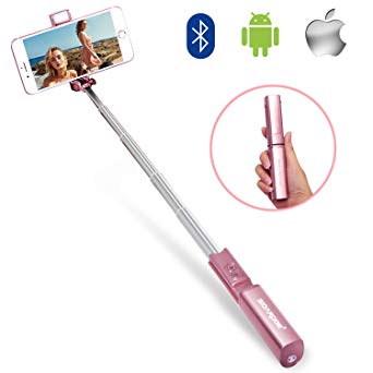 Selfie Stick,SIDARDOE Professional Extendable Bluetooth Selfie Stick with Colorful Fill Light and Adjustable Head,Fits for iPhone X/8/8P/7/7P/6S Plus,Glaxy S8/S9,Google Pixel,LG V20 (Rose Gold)