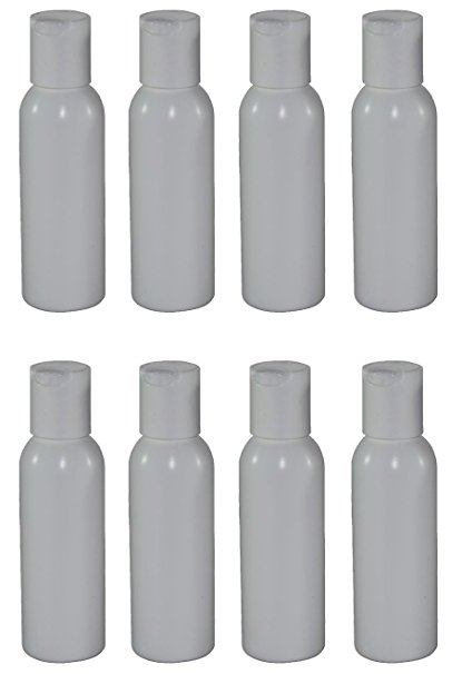 2-oz Refillable Bottle with Disc Cap (8 Pack, White)