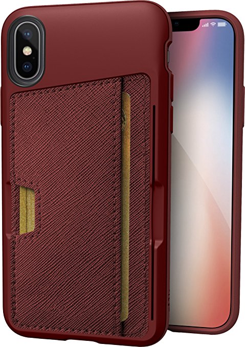 Silk iPhone X Wallet Case - Q CARD CASE [Slim Protective Kickstand CM4 Grip Cover] - "Wallet Slayer Vol.2" - Crimson Red