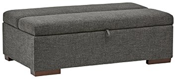 Rivet Fold Modern Ottoman Sofa Bed, 48"W, Dark Grey