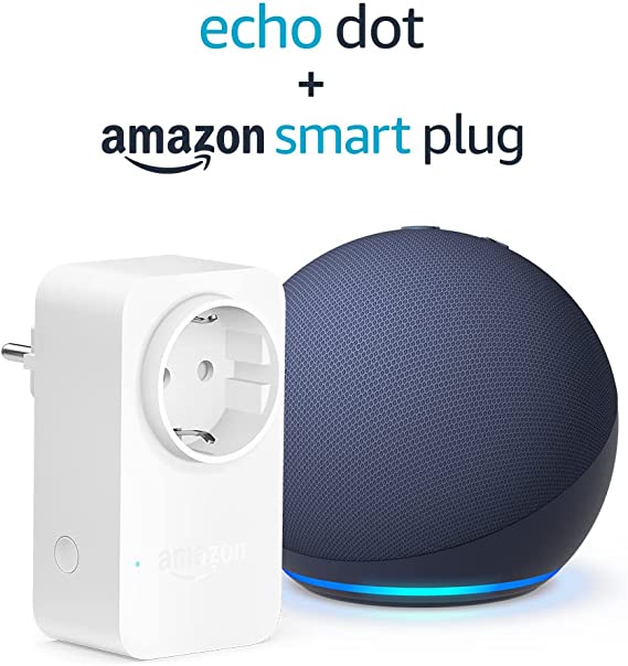 Echo Dot (5ª generazione, modello 2022), Blu notte   Amazon Smart Plug (presa intelligente con connettività Wi-Fi), compatibile con Alexa - Kit di base per Casa Intelligente