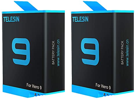 TELESIN 2-Pack 1750mAh Battery Compatible for GoPro Hero 9 Black Edition, Rechargeable Replacement Batteries for Original Go Pro 9 Camera