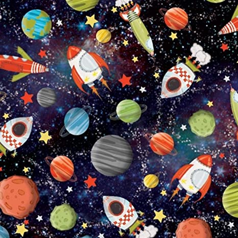ColorsOfRainbow | Spaceship Gravity | 30 Inch X 10 Foot | Folded Flat - Not Rolled | Premium Quality Holiday Gift Wrap