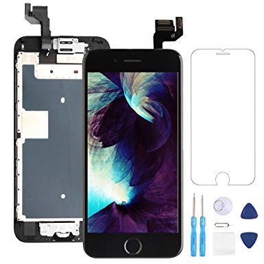 Screen Replacement for iphone 6s Black 4.7" LCD Display 3D Touch Digitizer Frame Assembly Full Repair Kit, with Home Button, Proximity Sensor, Ear Speaker, Front Camera, Screen Protector, Repair Tools