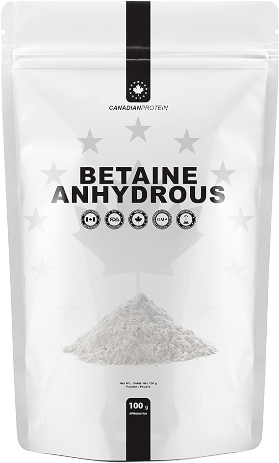 Canadian Protein Betaine Anhydrous Vitamin Powder | 100g of Promotes Health and Well Being, Improves Vision, Assists in Fat Loss, Naturally Reduces and Regulates Homocysteine Levels