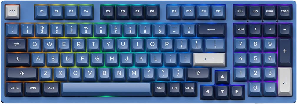 Akko 3098B Plus Mechanical Keyboard, 3 Modes(BT5.0/2.4Ghz/Type C), RGB Backlight ASA PBT Keycaps, Hot Swap Gaming Keyboard with Software for Mac & Win Crystal Linear Switch(Ocean Star)