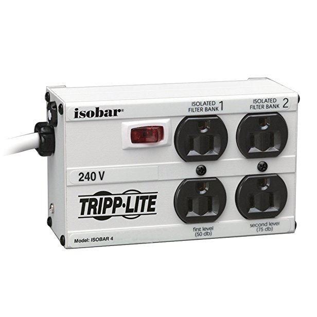 Tripp Lite Isobar 4 Outlet 230V Surge Protector Power Strip, 1.8M Cord, (ISOBAR4/220)