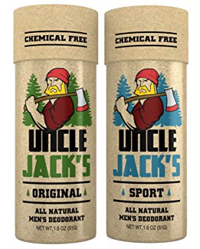 Uncle Jack's Combo Pack - Original and Sport - All Natural Men's Deodorant Anit Perspirant - Aluminum Free, Paraben Free, Non GMO , Vegan, Organic, Phthalate Free for Men