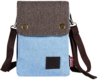 Gcepls Canvas Small Cute Crossbody Cell Phone Purse Wallet Bag with Shoulder Strap for iPhone X,iPhone 8 Plus,iPhone 6 6s 7 Plus, Samsung Galaxy S7 Edge S8 Edge (Fits with OtterBox Case)-Blue