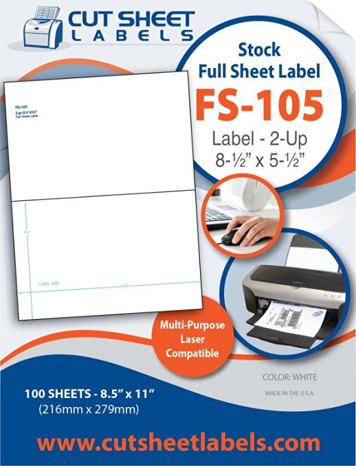 200 Half Sheet USPS UPS Fedex Shipping Labels Laser/inkjet High Standard Adhesive Blank Labels