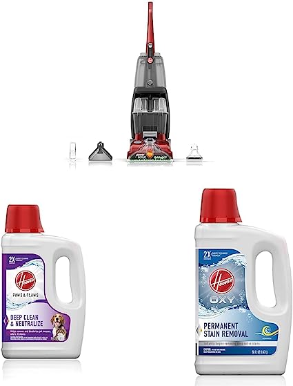 Hoover Power Scrub Deluxe Carpet Cleaner Machine & Deep Cleaning Carpet Shampoo with Stainguard for Pets & Oxy Deep Cleaning Carpet Shampoo, 50oz Formula, AH30950, White