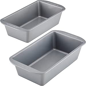 Farberware GoldenBake Bakeware Nonstick Meatloaf/Loaf Pan Set, Insulated, Two 9-Inch x 5-Inch, Gray